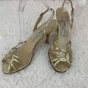 JIMMY CHOO Gold Pumps Heels SZ 7.5 - 8 38